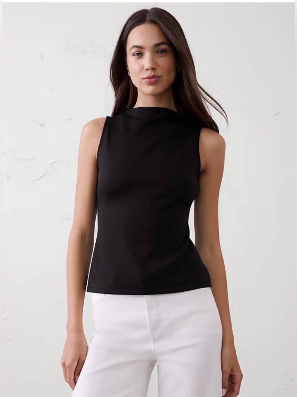 Banana Republic Black Sleeveless Mock Neck Tank